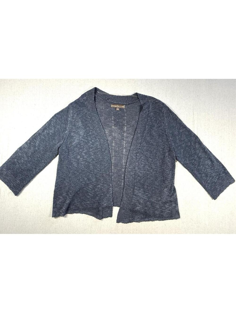 Alexandra & Oak Open Front Knit Cardigan Sweater XXL Blue Boho Minimalist NWT